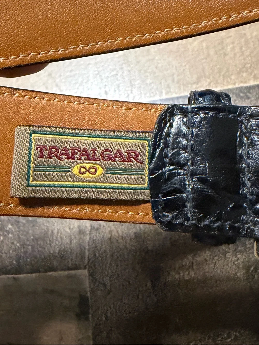 Trafalgar Burundi Calf Genuine Leather Croc Embossed Black Belt